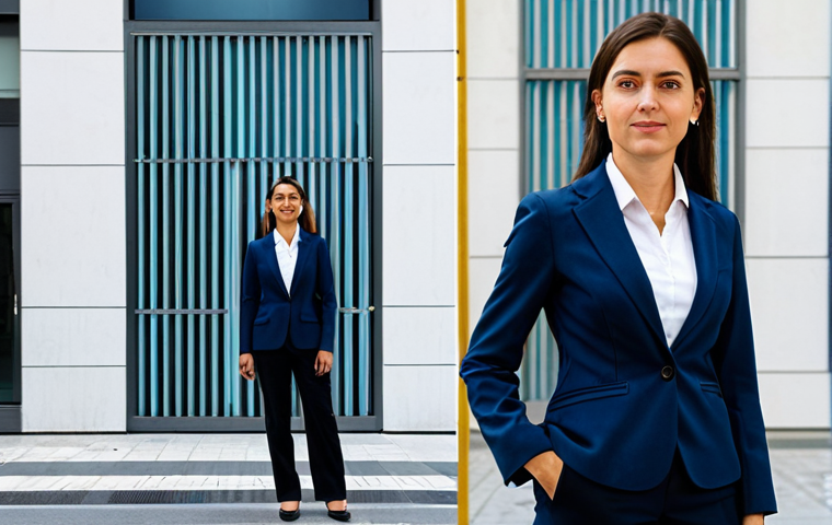 **
A professional businesswoman in a modest business suit, standing in front of the Telefónica building in Madrid, Spain. Fully clothed, appropriate attire, safe for work, perfect anatomy, natural proportions, professional photography, high quality.
**