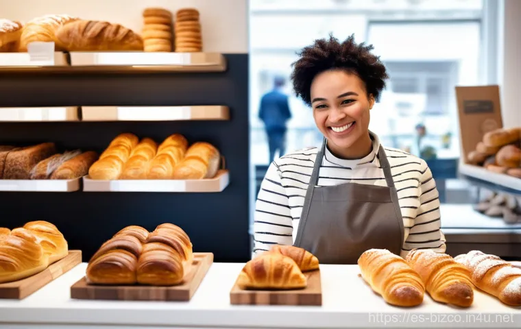기업경영지도사로서 전문 컨설팅 사례 - **Prompt:** A cozy, modern artisan bakery interior, bathed in warm, natural light. A friendly, smili...