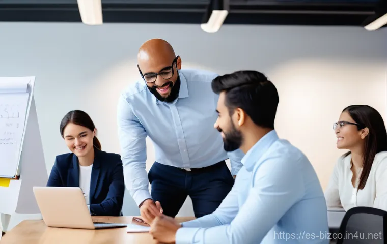 기업경영지도사로서 전문 컨설팅 사례 - **Prompt:** A modern, well-lit office or co-working space with a large window offering a soft, diffu...