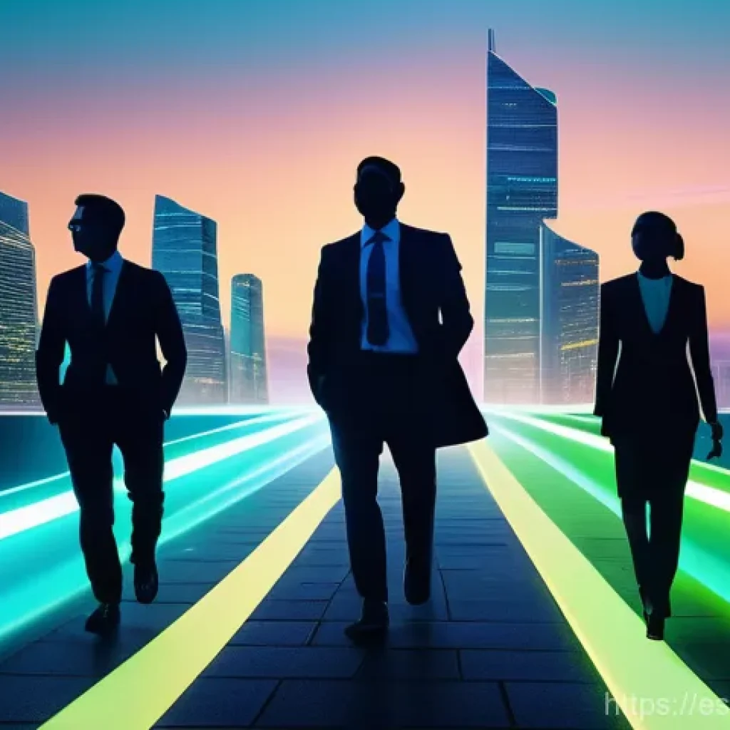 기업경영지도사와 디지털 트랜스포메이션 - **Prompt:** A dynamic, futuristic cityscape at dawn, with sleek, interconnected skyscrapers reaching...