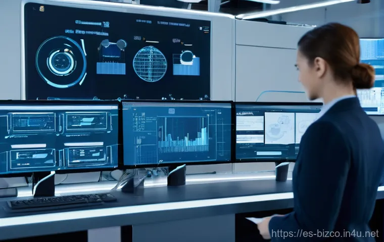 기업경영지도사와 디지털 트랜스포메이션 - **Prompt:** A modern, brightly lit office interior where a female digital management consultant, pro...