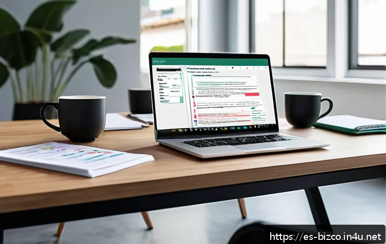 기업경영지도사로서 업무일지 작성 팁 - A modern office workspace featuring a sleek desk with a laptop displaying a well-organized daily rep...